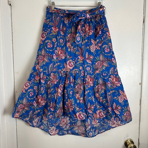 NEW J.Crew Women's Belted Pull-On Midi Skirt in Liberty Flora Belle Blue Size 2 - Picture 1 of 7